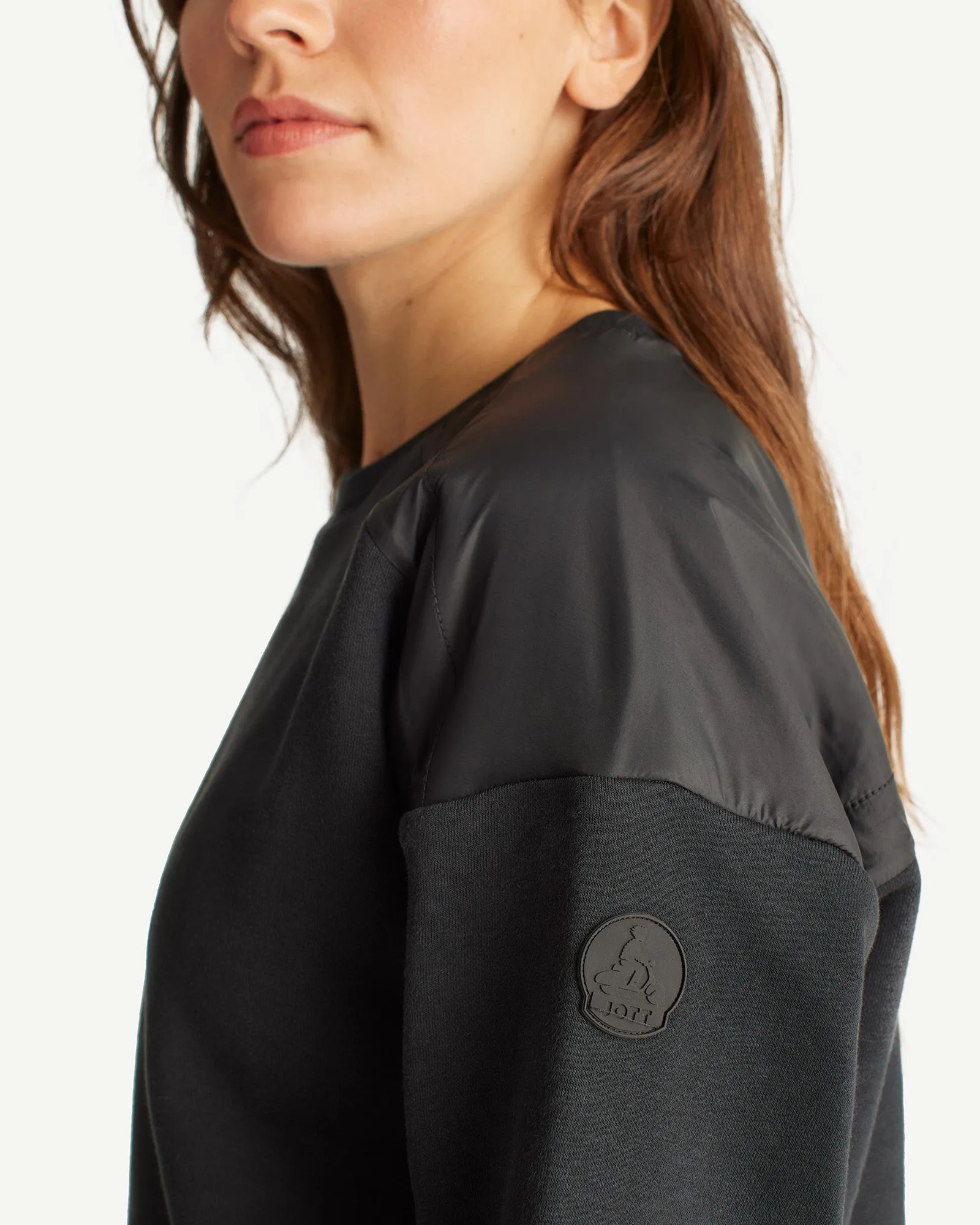 Sweat col rond mix matière Noir Ariane