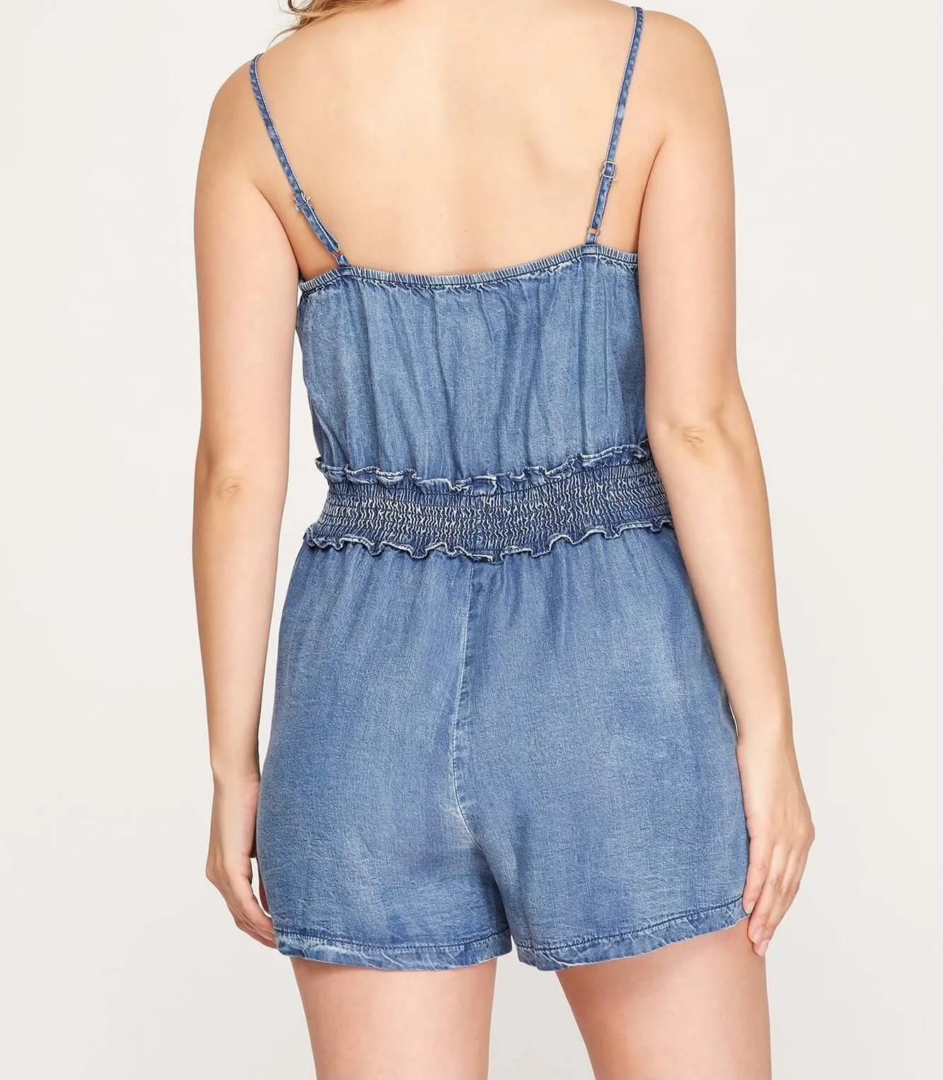 The Donna Romper: Sleeveless Chambray Romper