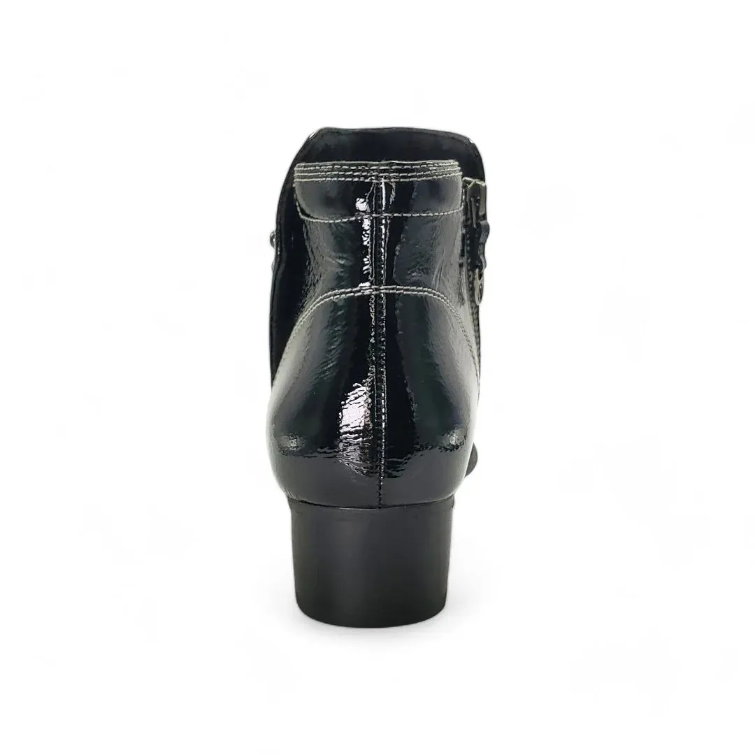 Tiko Ankle Boot in Black Patent Leather