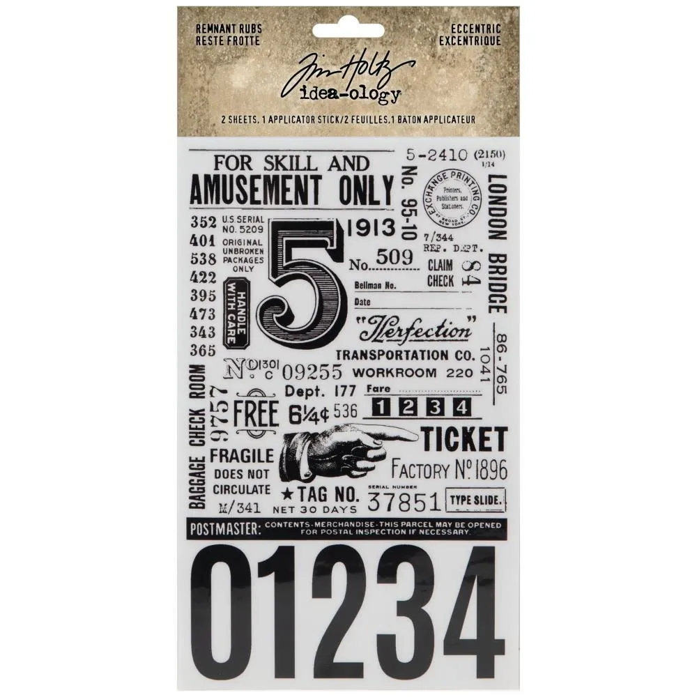 Tim Holtz Idea-Ology - Remnant Rubs Rubons - Eccentric - 2 Sheets