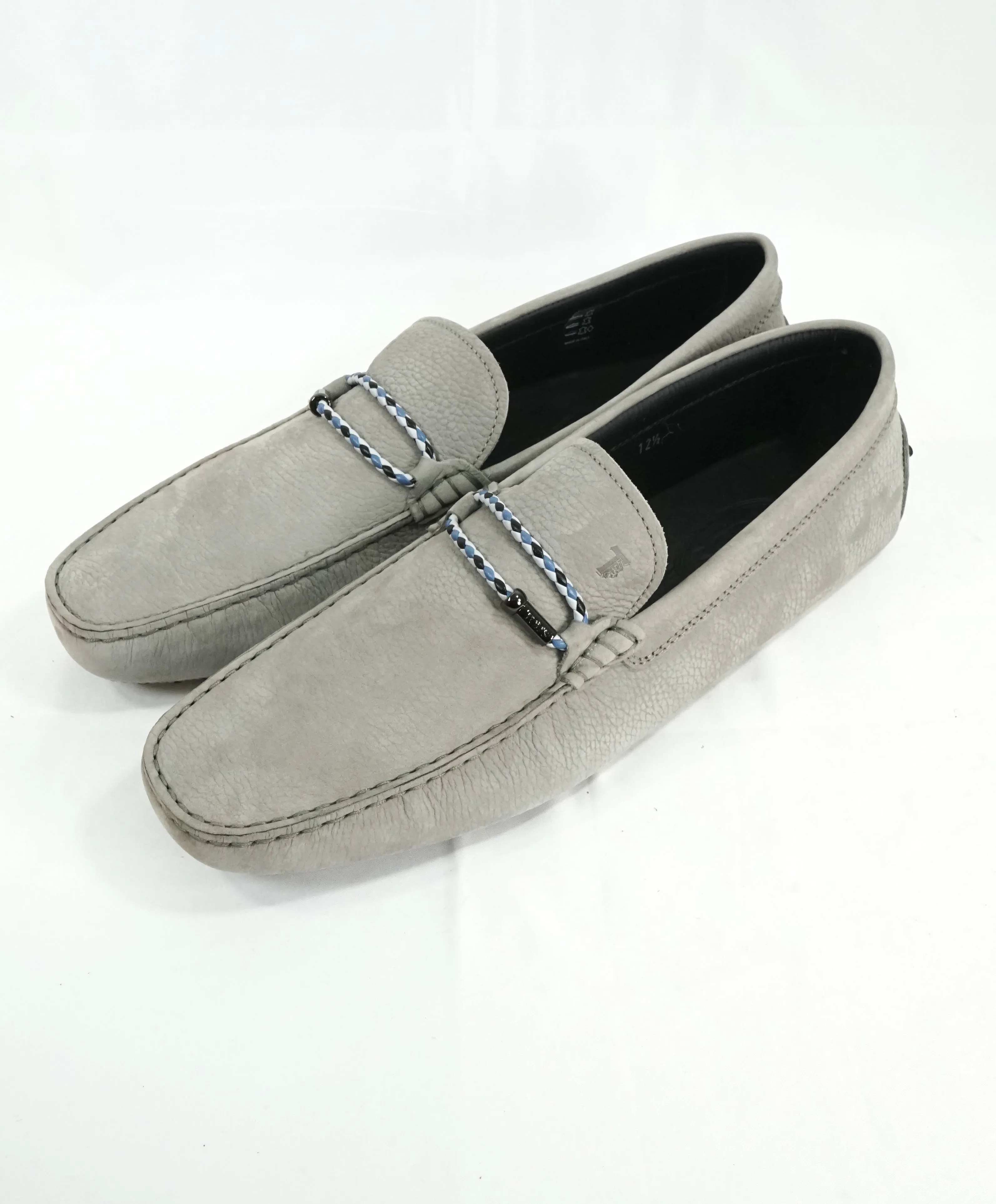 TOD’S - Gommini Laccetto Bi-Color Gray Suede Driving Loafers - 13.5