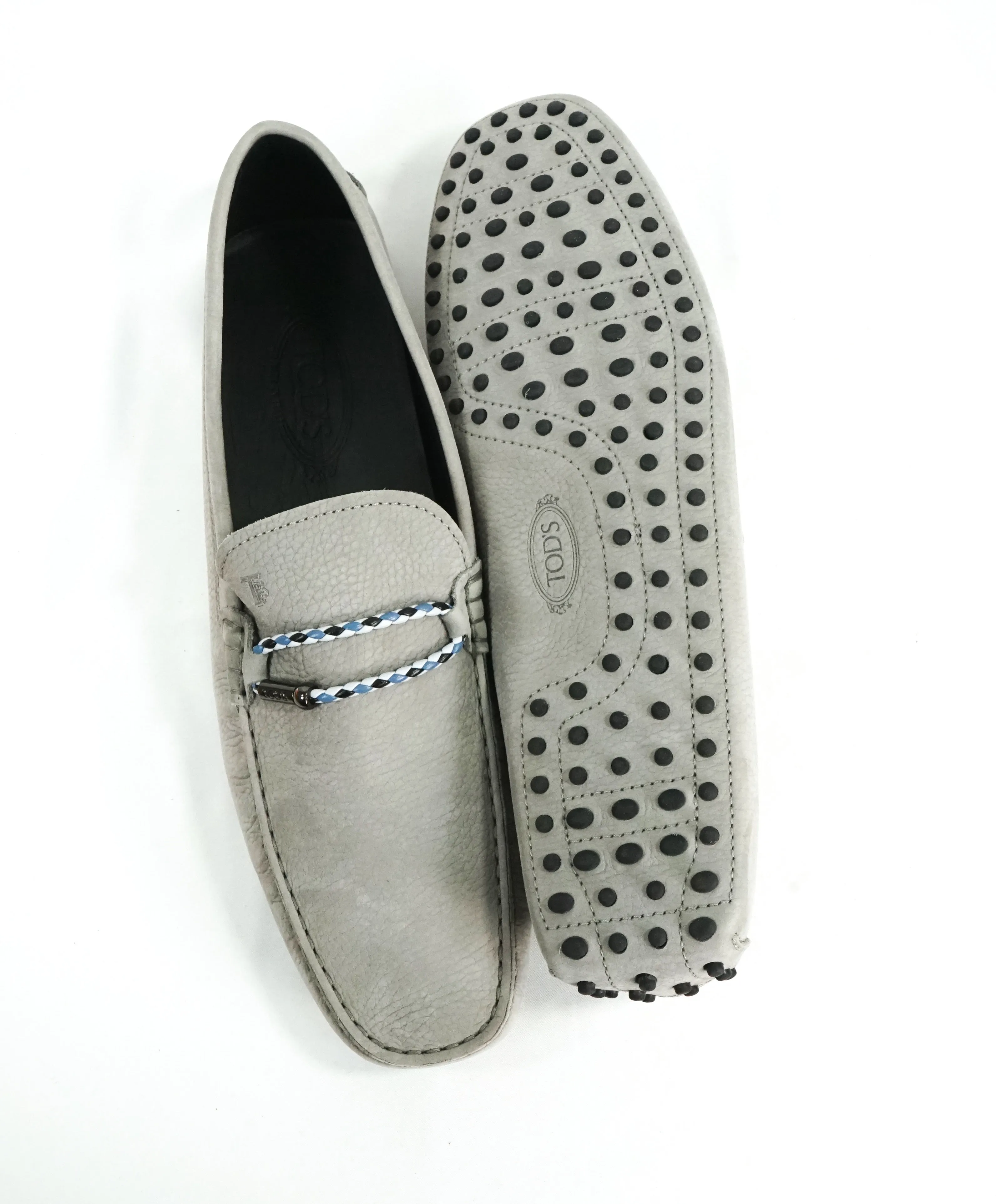 TOD’S - Gommini Laccetto Bi-Color Gray Suede Driving Loafers - 13.5