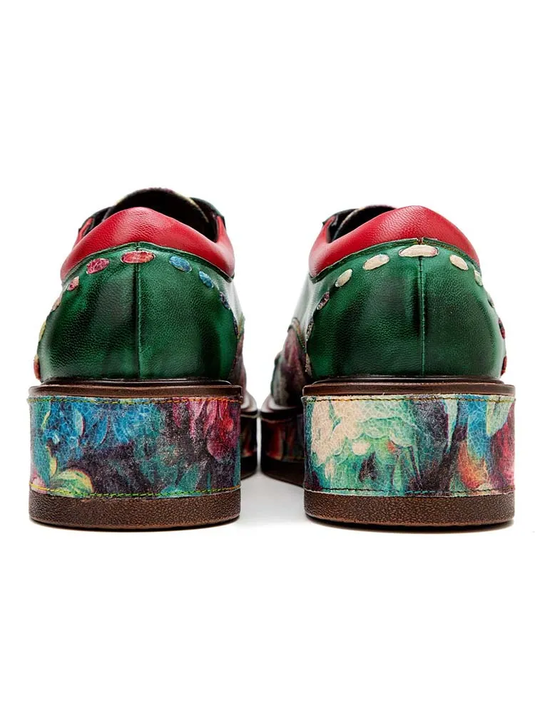 Vintage Comfy Casual Stitching Floral Oxfords Shoes
