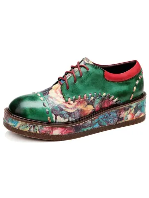 Vintage Comfy Casual Stitching Floral Oxfords Shoes