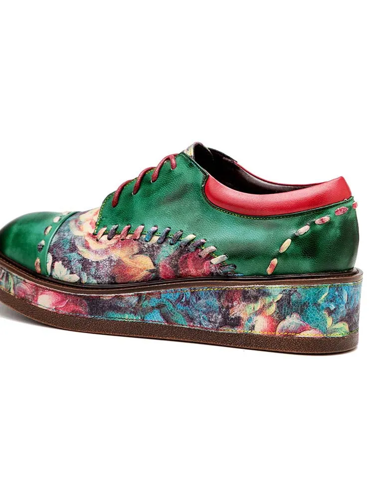 Vintage Comfy Casual Stitching Floral Oxfords Shoes