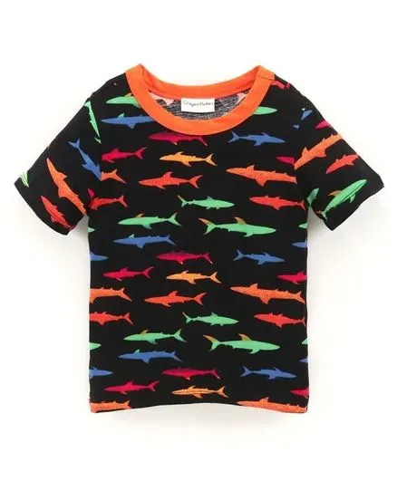 Whales Printed Tshirt - Black
