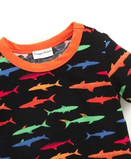 Whales Printed Tshirt - Black